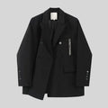 Vintage Streetwear Women's Blazers Coat Harajuku Punk Gothic Chain Black Jackets Female Korean Fashion Loose Suit Outerwear 2023
