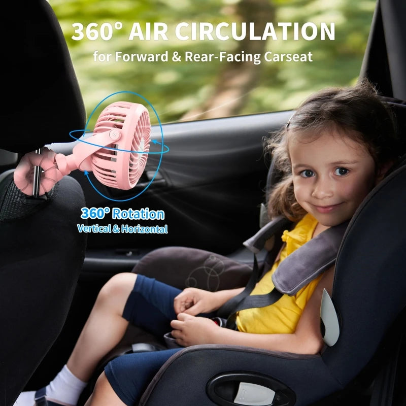 Fan for Cart Stroller Fans Portable Outdoor Fan Clip On for Baby 500mAh USB Rechargeable Handheld Electric Fan for Home 3 Speeds