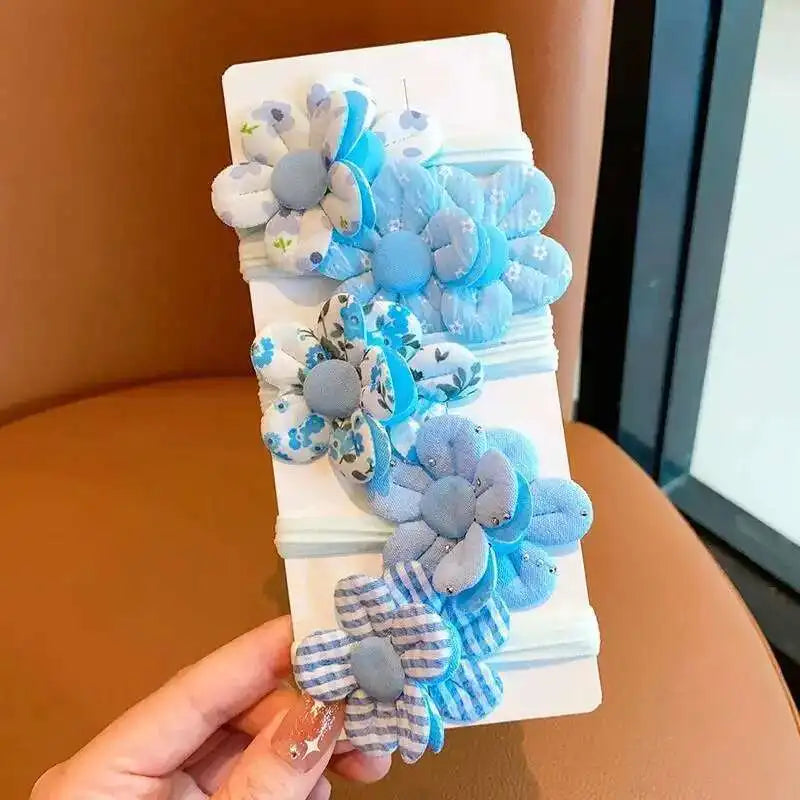5 Pieces Cute Elastic Hair Bands for Girls Flower Princess Hair Accessories Children's Ties Baby Headwear Kids Fashion Hairbands