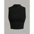 Casual Mock Neck Sleeveless Tank Top for Women Summer Sexy Solid Color Slim Fit Stand Collar Crop Top Streetwear 2024