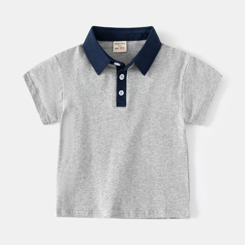 100%Cotton Boys Polo T Shirts Summer Children Clothing Toddler Boy Clothes Kids Top Basic White Black Shirt 2 to 3 4 5 6 7 Years