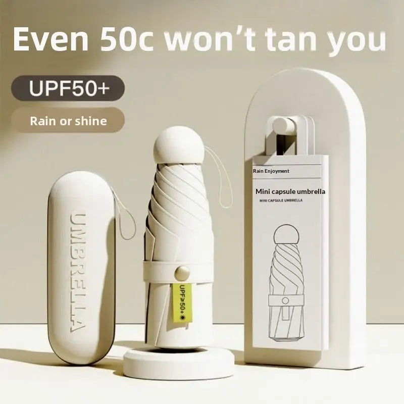 UPF 50+ Blackout Pocket Umbrella - Double-Layer Sun Protection, Compact & Windproof For Full Sun & Rain Defense