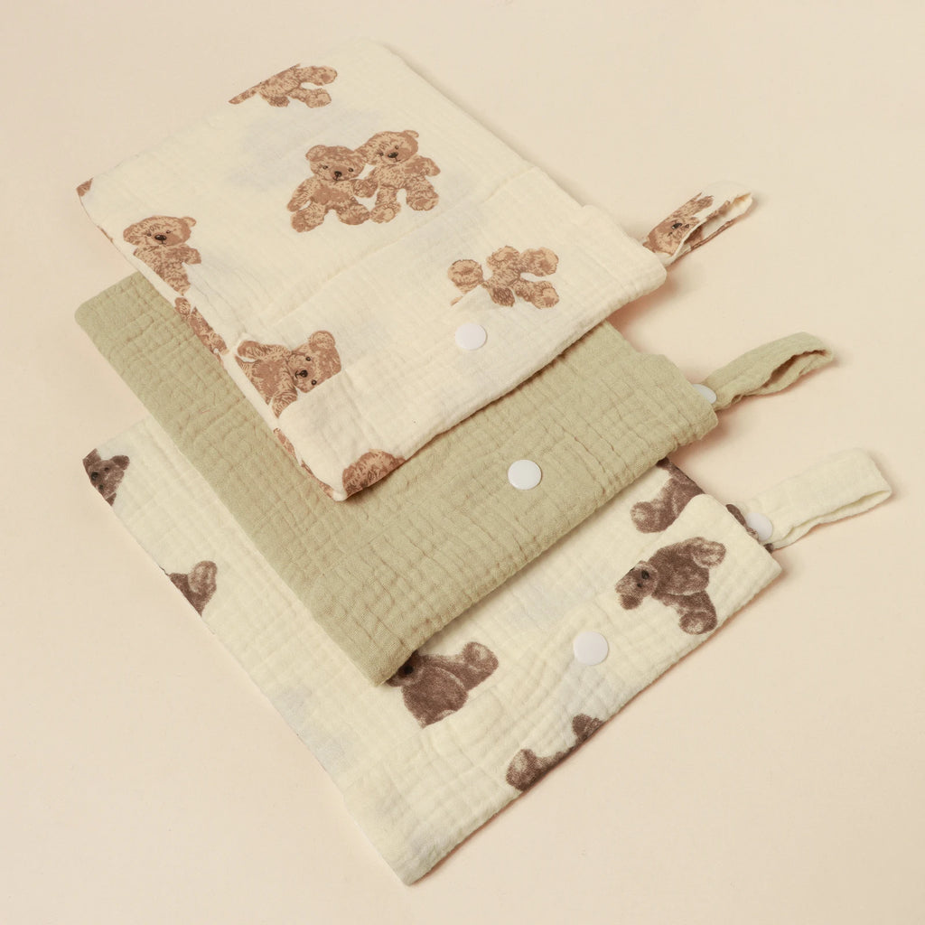 100%Cotton Multi Functional Foldable Single Pocket Baby Outdoor Diaper Storage Bag Baby Bottle Stroller Hanging Bag