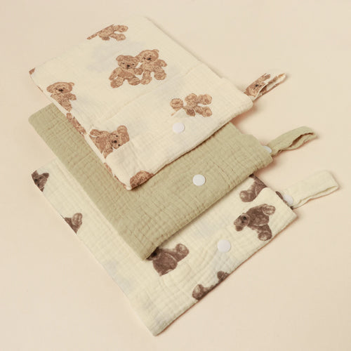 100%Cotton Multi Functional Foldable Single Pocket Baby Outdoor Diaper Storage Bag Baby Bottle Stroller Hanging Bag