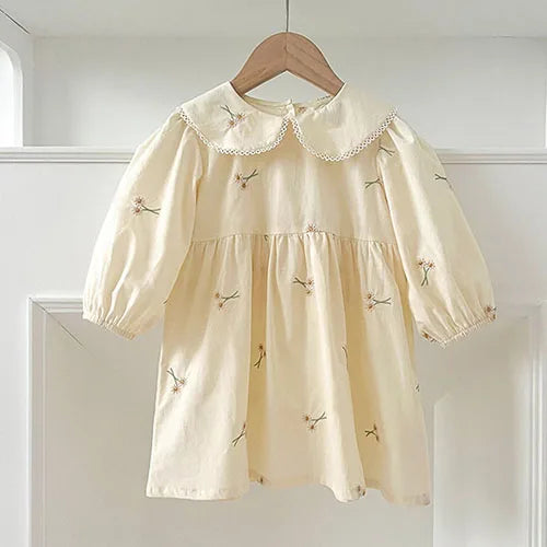 2024 New Autumn Sister Clothes Baby Girl Romper Kids Princess Dresses Long Sleeved Cotton Embroidery 2-6Yrs Girl Party Dress
