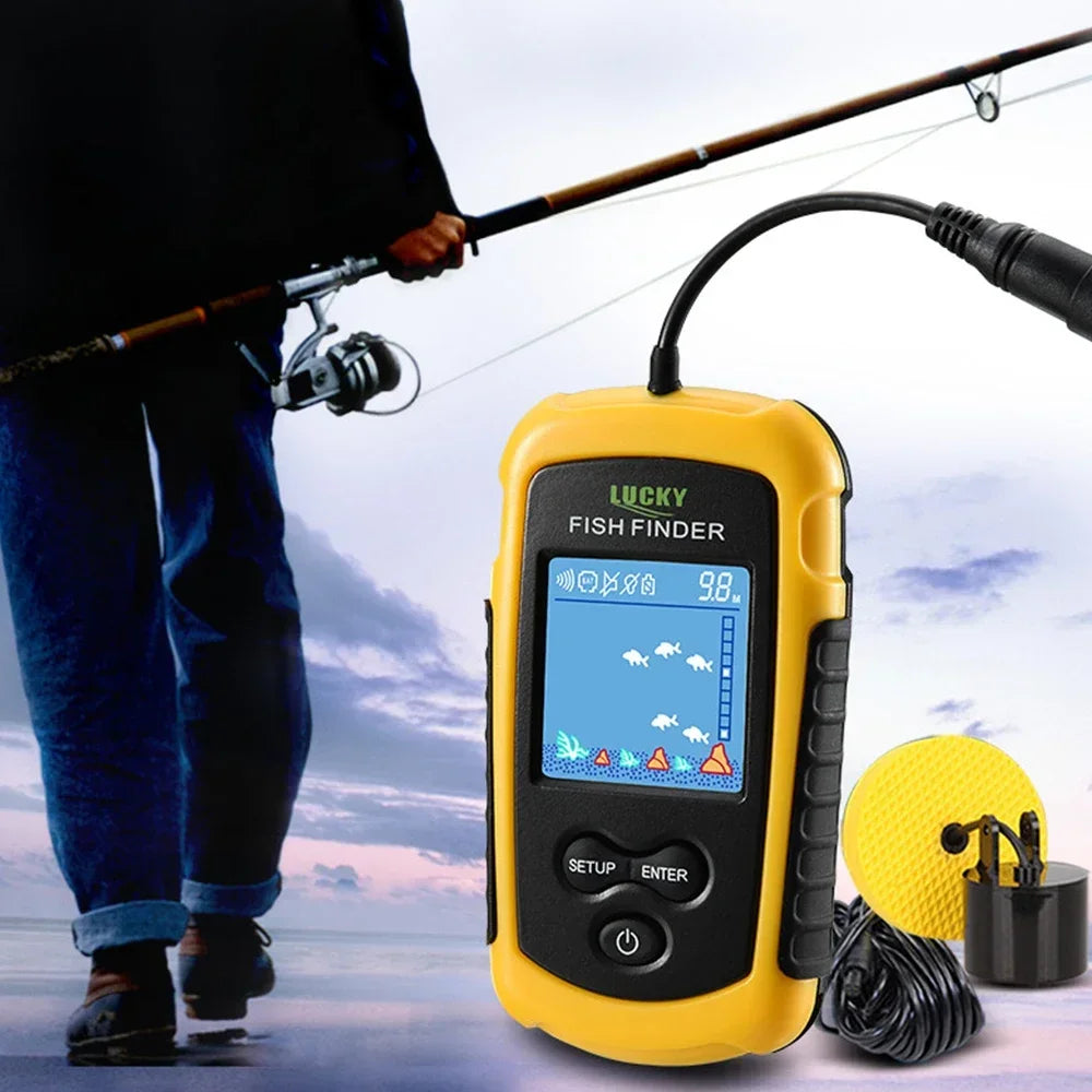 Lucky LCD Color Screen Portable Wired Fish Finder 100M Depth Range Sonar Echo Sounders Fishfinder Fishing Finder