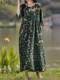 ZANZEA Vintage Floral Print Dresses Women Bohemian Long Dress Autumn Long Sleeve Maxi Sundress Stylish Holiday Robe Vestidos