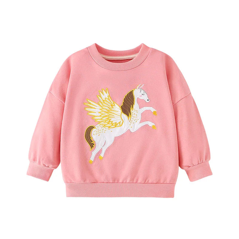 Jumping Meters Fashion Girls Sweatshirts Butterfly Toddler Kids Clothing Autumn Spring Sport Baby Hooded Shirts Clothes Shirts