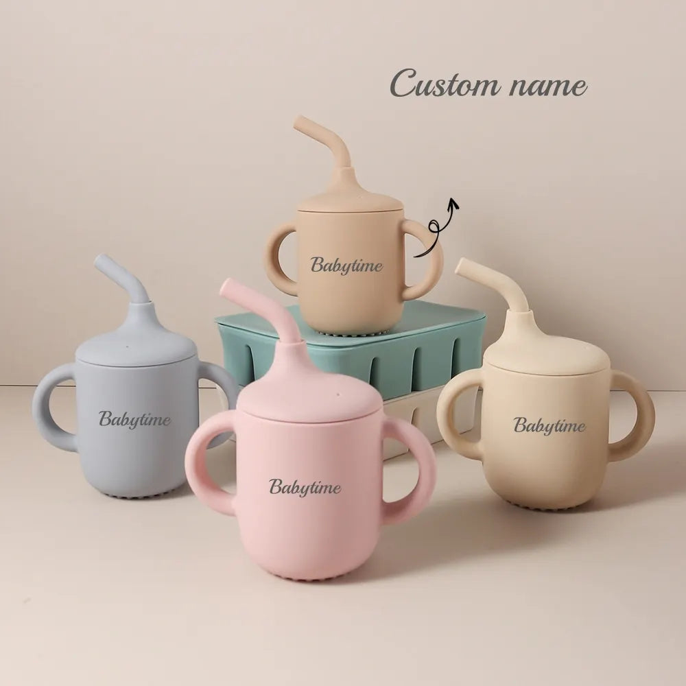 1pc Personalized Cutie Silicone Cup Silicone Baby Water Cup Add Your Name - Custom  Name  feeding cup