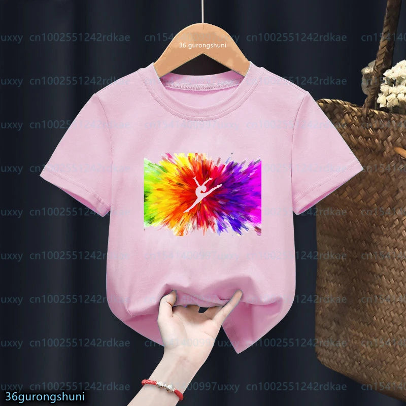 t-shirt for girls Gymnast Tshirt Rhythmic Gymnast Tshirts Custom name Fashion Harajuku Girls Pink Tops Summer Kids Tshirts
