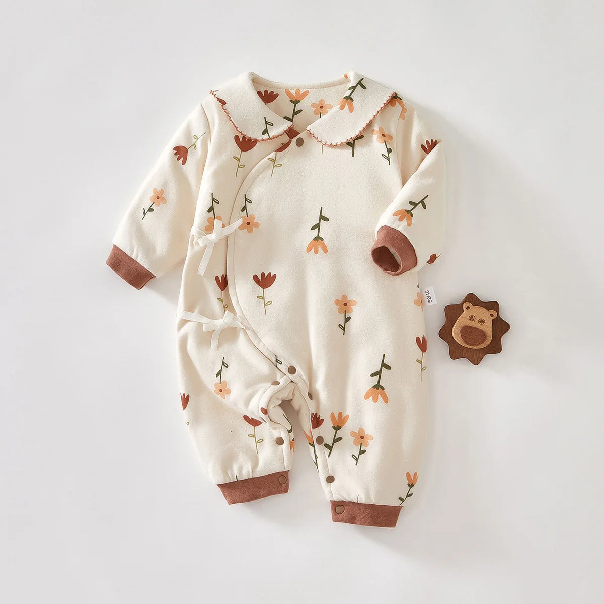 Newborn Butterfly Clothes Climbing Clothes Thickened Double Layer Warm Cotton Printed Monk Clothes Autumn and Winter