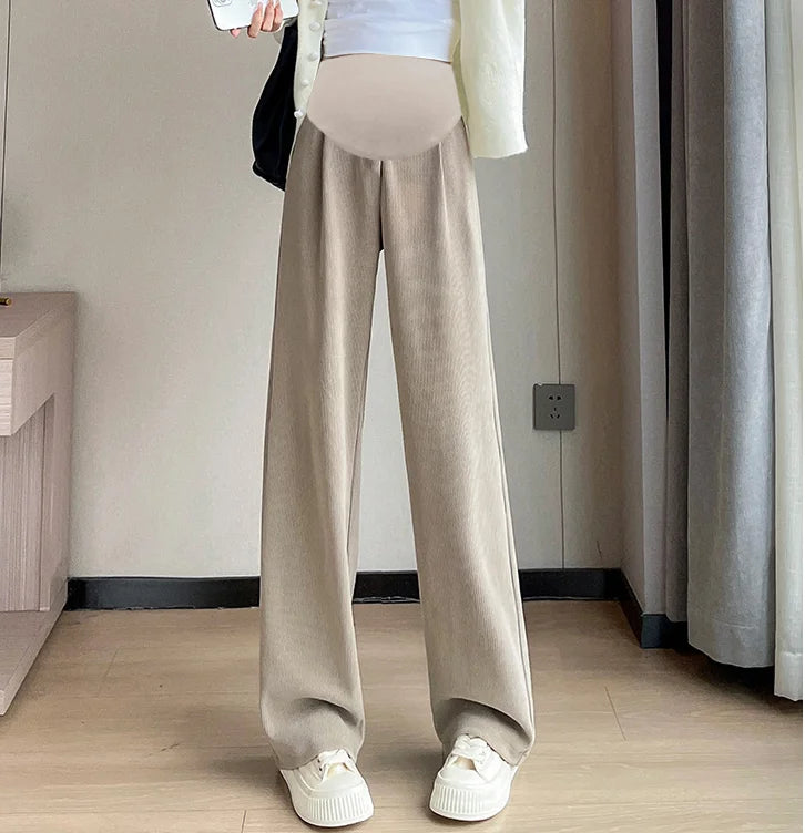 M-4XL Pregnant Women Cotton Fleece Radish Pants Autumn Ankle-length Maternity Corduroy Trousers High Waist Pregnancy Sweatpants