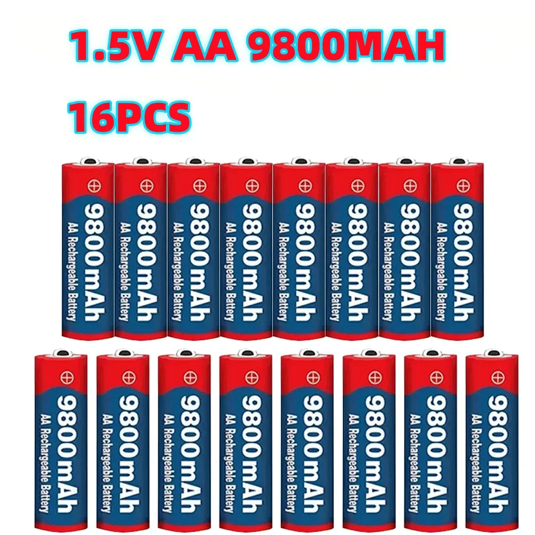 High Capacity 9800mAh 1.5V AA Rechargeable Alkaline Battery Durable for Camera, Microphone, Toy, LED Devices