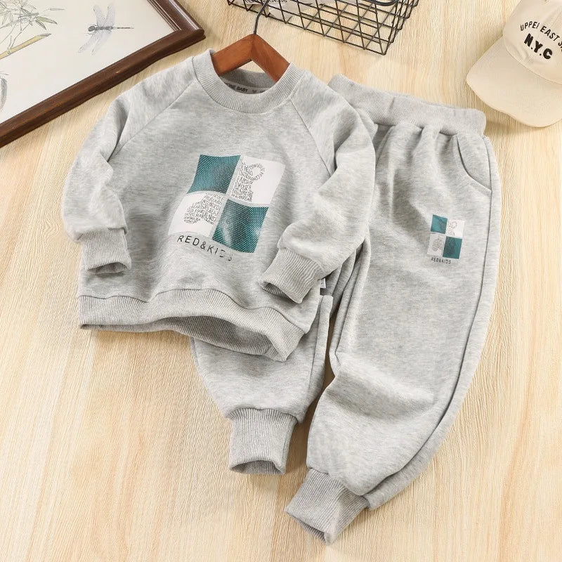 2025 2PC  80-150cm Spring Autumn Baby Boys Tops+ Pants Two Piece Set Kids Print Outfit Trendy Fashion Children's Hoodie Sets