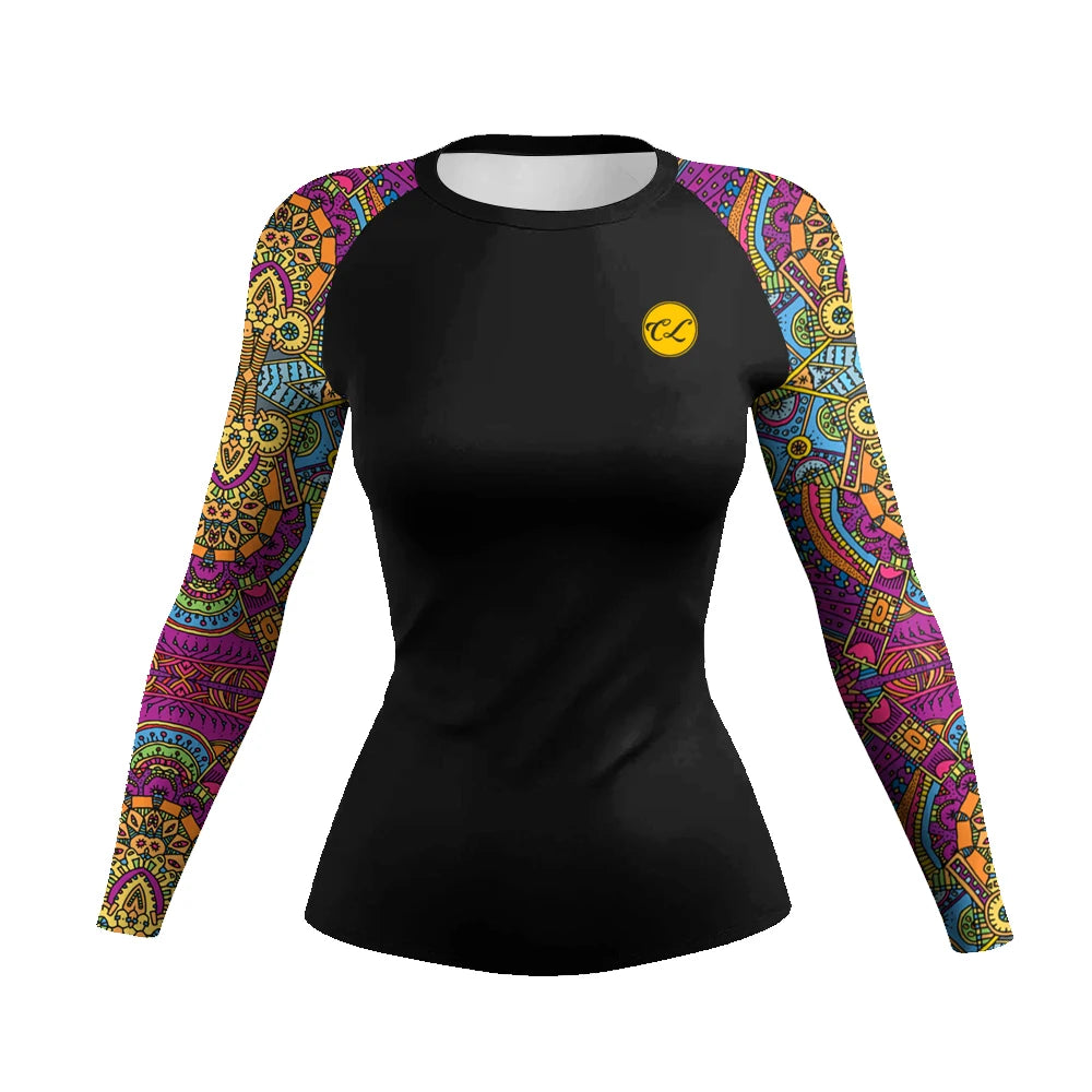 Slim Fit Tranining Women's Rash Guard Long Sleeve UV Protection Tight Fit Yoga Running Gym Fitness Sportswear Quick Dry Tops