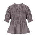 Preppy Style Plaid Ruffle Neck Puff Sleeve Tiered Peplum Blouse Women Casual School Daily Tops