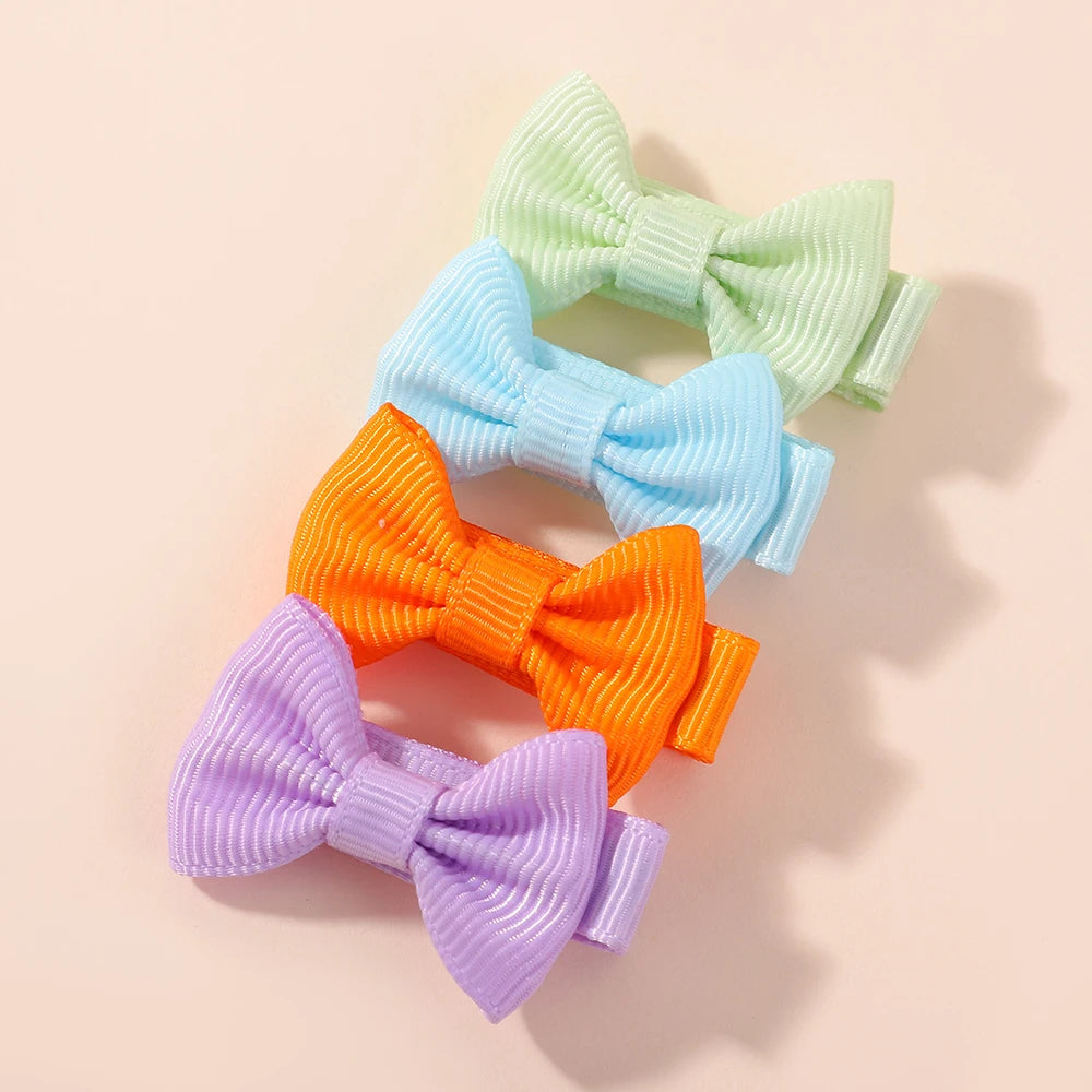 10pcs/Set Mini Hair Bow Clips for Baby Girls Cute Dopamine Color Handmade Bowbots Hairpins Lovely Headwear Kid Hair Accessories