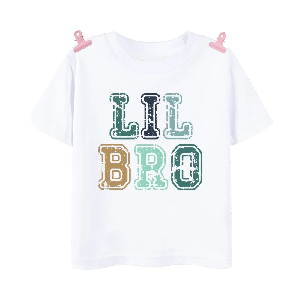 Big Bro Big Sis Little Bro Lilttle Sis Print Family Matching Shirt Boys Girls Sibling Tee T-shirt Kids Summer Short Sleeve Tops