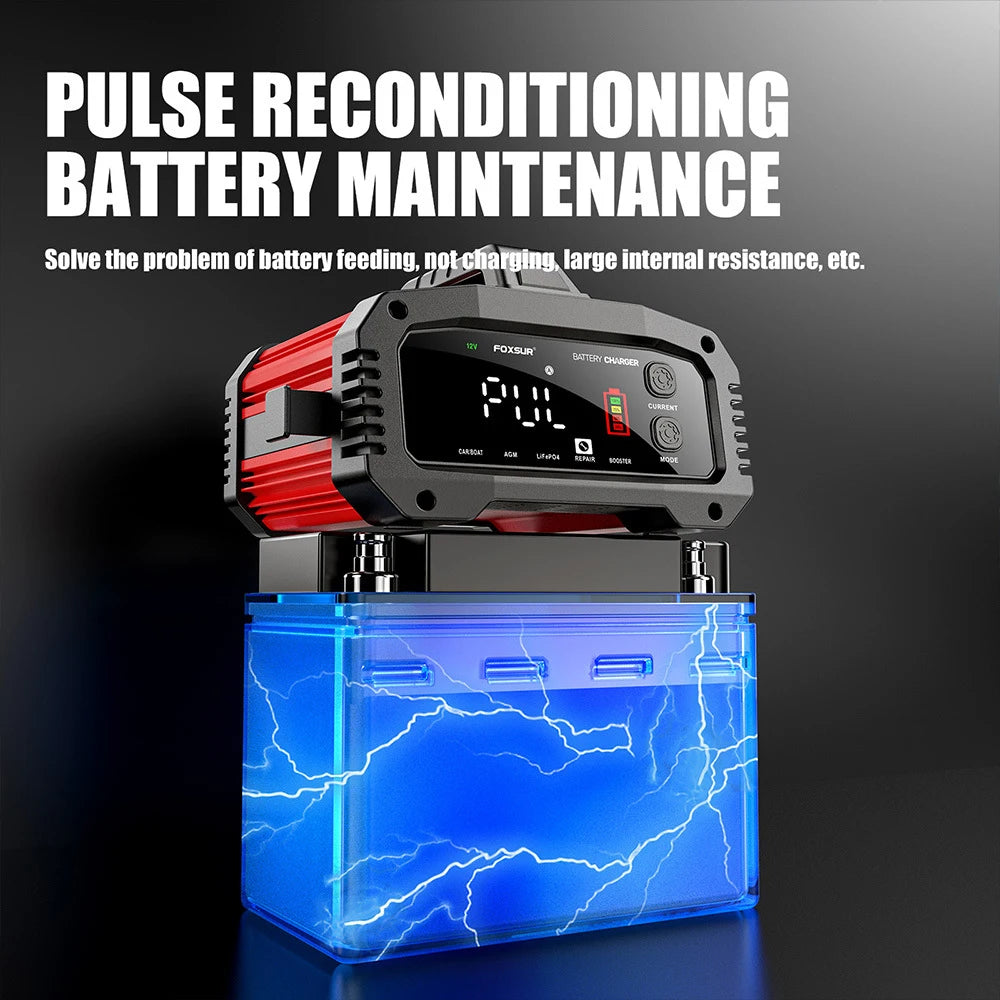 15A/24V 25A/12V Automobile Battery Chargers High Power Intelligent Booster Pulse Repair Car Battery Storage Cell Charging Device