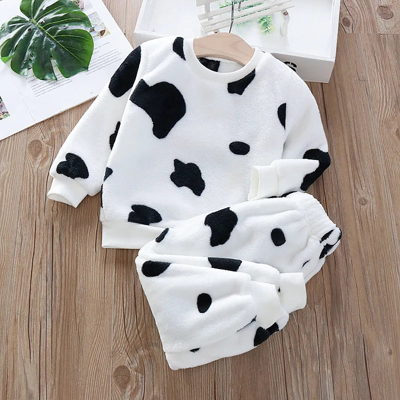 IYEAL Baby Boy Girl Clothes Pajamas Set Flannel Fleece Toddler Children Warm Sleepwear Kids Home Suit Pyjamas Nightwear 1-7Years