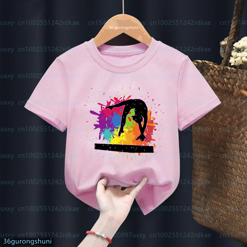 t-shirt for girls Gymnast Tshirt Rhythmic Gymnast Tshirts Custom name Fashion Harajuku Girls Pink Tops Summer Kids Tshirts