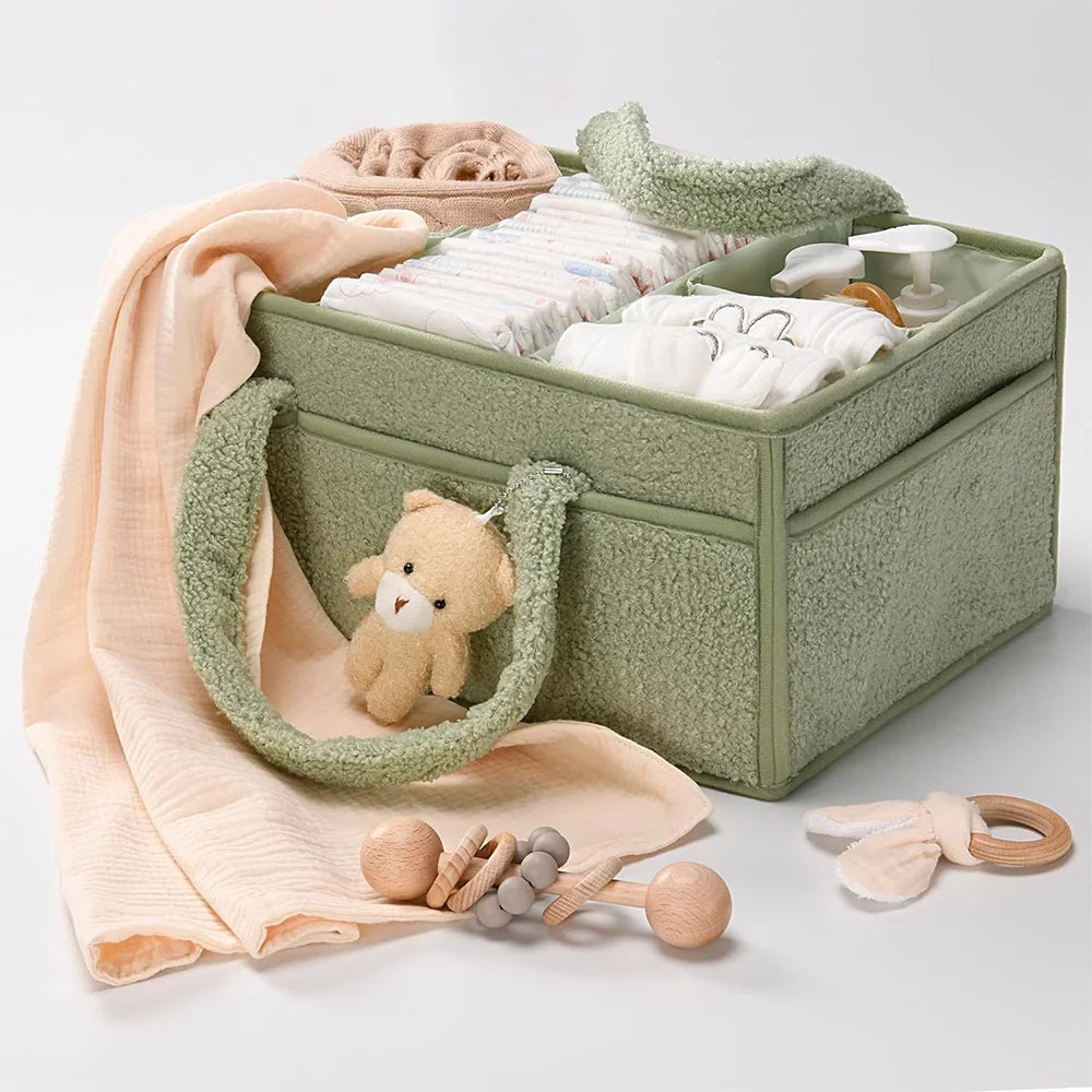 PANGDUBE Plush Baby Diaper Bag with Cute Bear Nappy Organizer Diaper Caddy Diaper Stackers & Caddies Mom Bag for Baby Things
