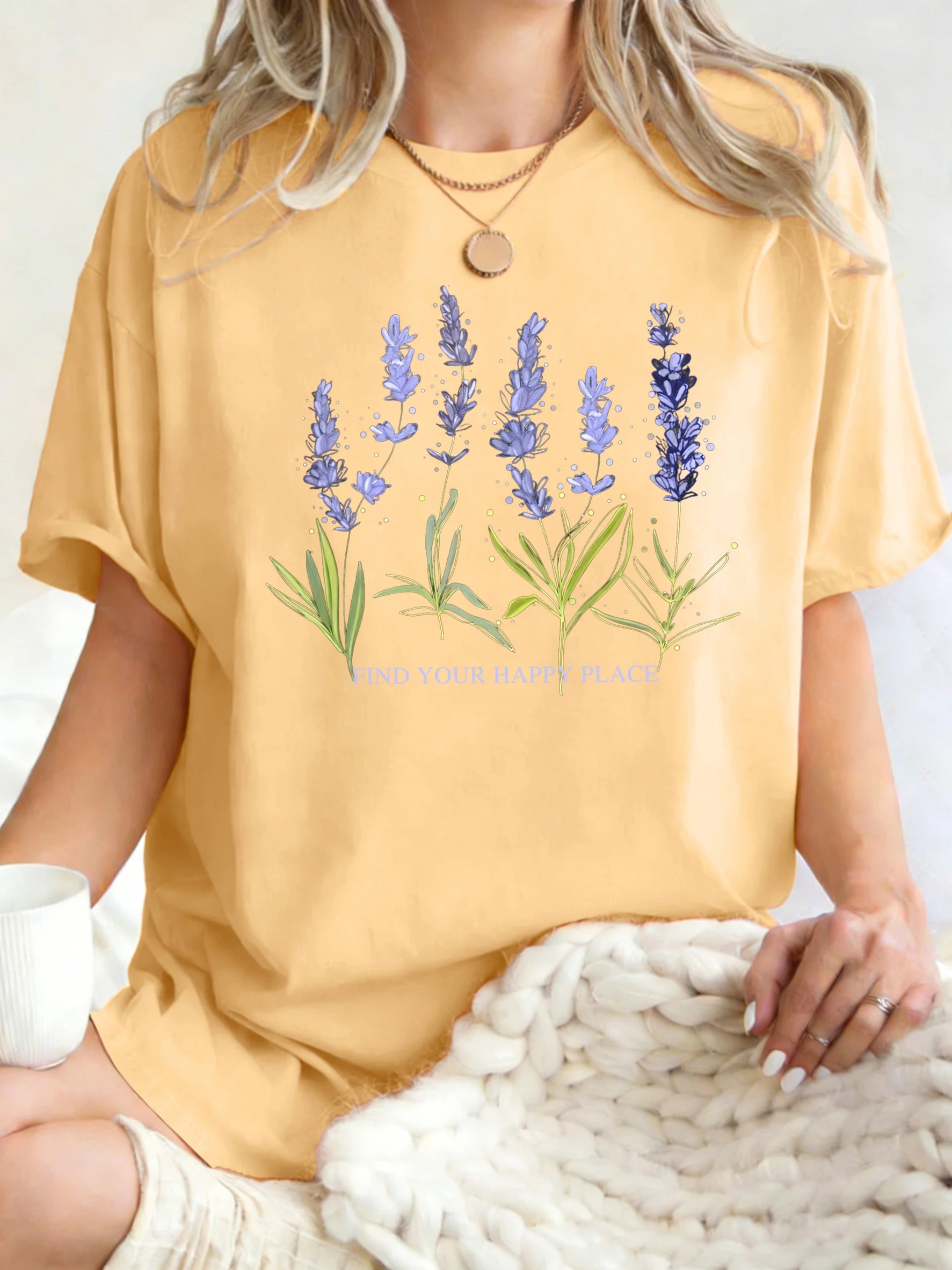 Beautiful Of Lavender Design Women T-Shirt Casual Breathable Short Sleeve Cotton Oversized Tops Summer O-Neck Woman T Shirts