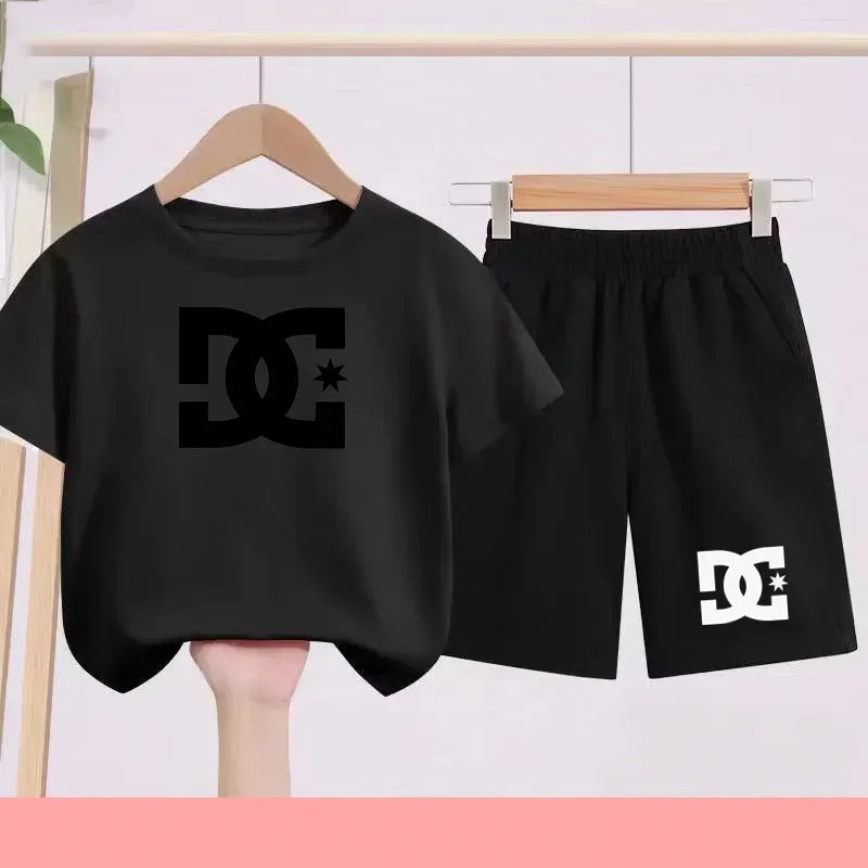 Ensembles d'été Enfants 3-13 Ans Imprimé Mignon T-shirt Sport Manches Courtes + Shorts Décontractés Garçons Filles Tenues Cadeau