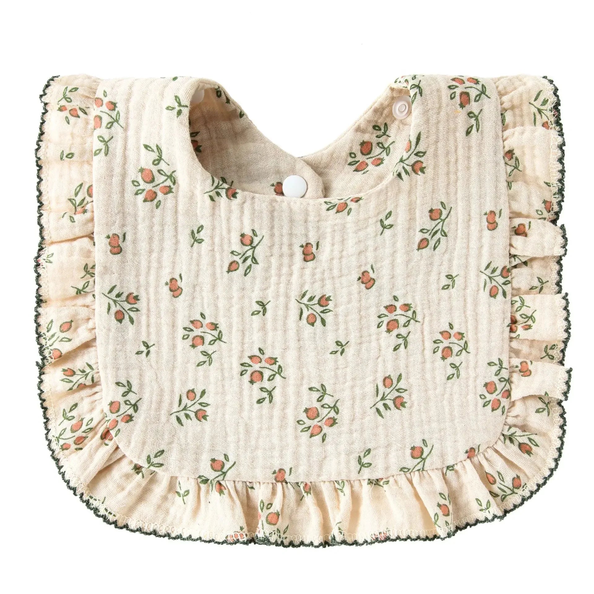 Cotton Baby Bib Infant Muslin Burp Cloths Girls Feeding Bibs Drool Saliva Towel Toddler Ruffle Floral Bib Babies Accessories