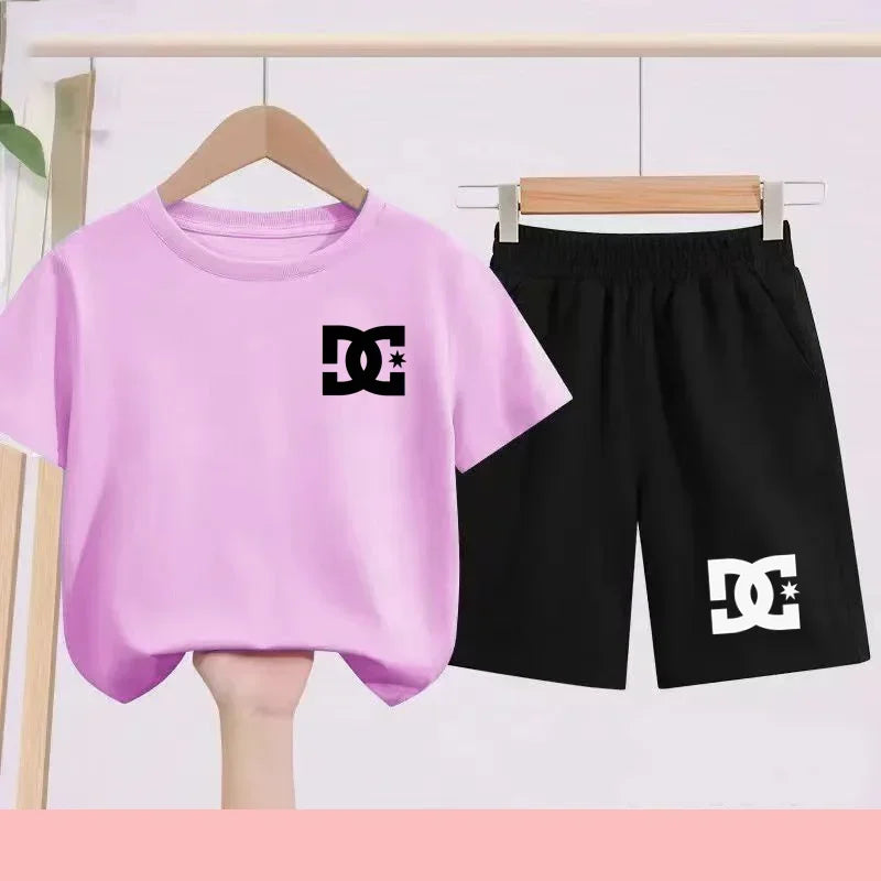 Ensembles d'été Enfants 3-13 Ans Imprimé Mignon T-shirt Sport Manches Courtes + Shorts Décontractés Garçons Filles Tenues Cadeau