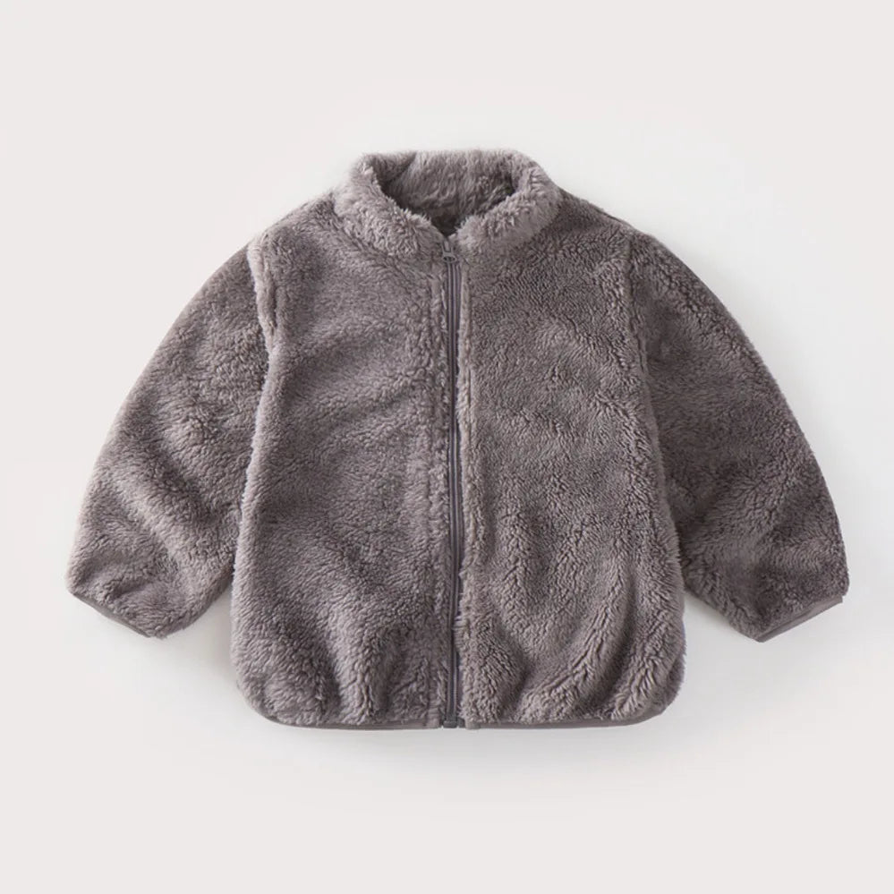 Boys Girls Solid Color Outerwear New Style Fashion Casual Plush Coats Simple Fashion Wear Casual Autumn Winter Jacket For Kids