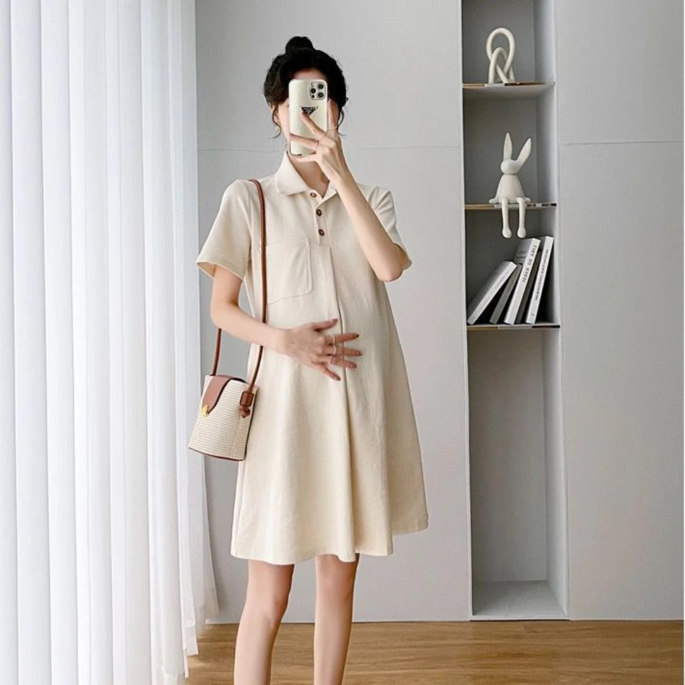 Maternity Pregnant Clothes Loose and Slimming During Pregnancy Oversized A-line Dress and Age Reducing Pregnant Woman's Dress