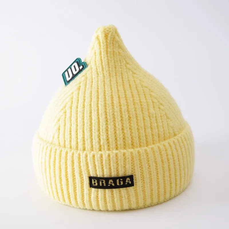 Cute Newborn Knitted Hat Winter Warm Baby Pullover Cap 3-18Month Boys Girls Solid Color Woolen Crochet Bonnet Children Beanies