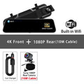 10" Dash Cam 4K 2160P GPS WIFI Car Dvr Mirror Dual Lens Dashcam IPS Screen Car Camera Drive Recorder Stream RearView Mirror