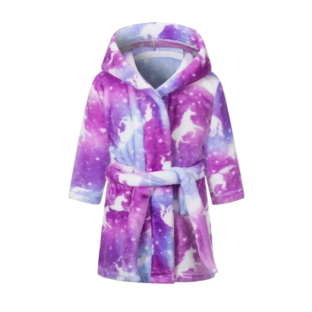 Kids Bathrobe for Girl Children Clothing Girl Flannel Bath Robe Clothes Boy Cartoon Night Robe Kids Pajamas For Girl 2-12 years