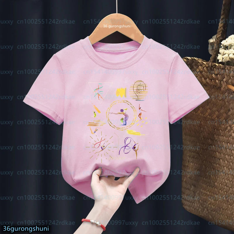 t-shirt for girls Gymnast Tshirt Rhythmic Gymnast Tshirts Custom name Fashion Harajuku Girls Pink Tops Summer Kids Tshirts