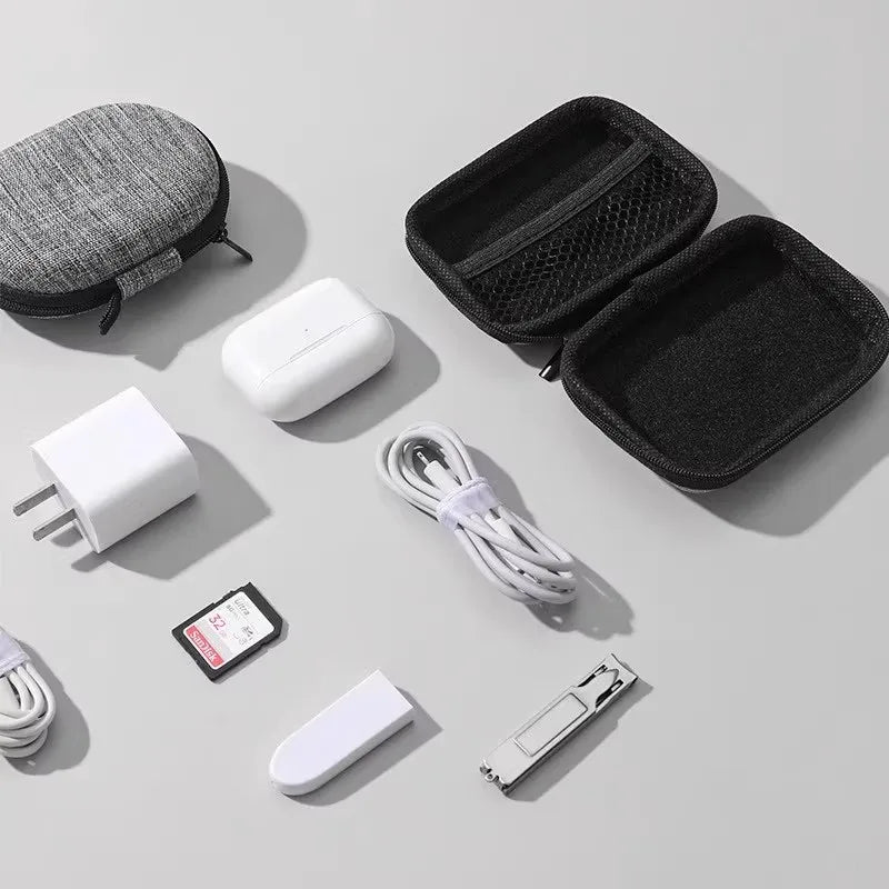 Portable Charger Case Earphone Storage Carrying Pouch Waterproof for Electronic Accessories Travel Organizer Earbuds Keychain