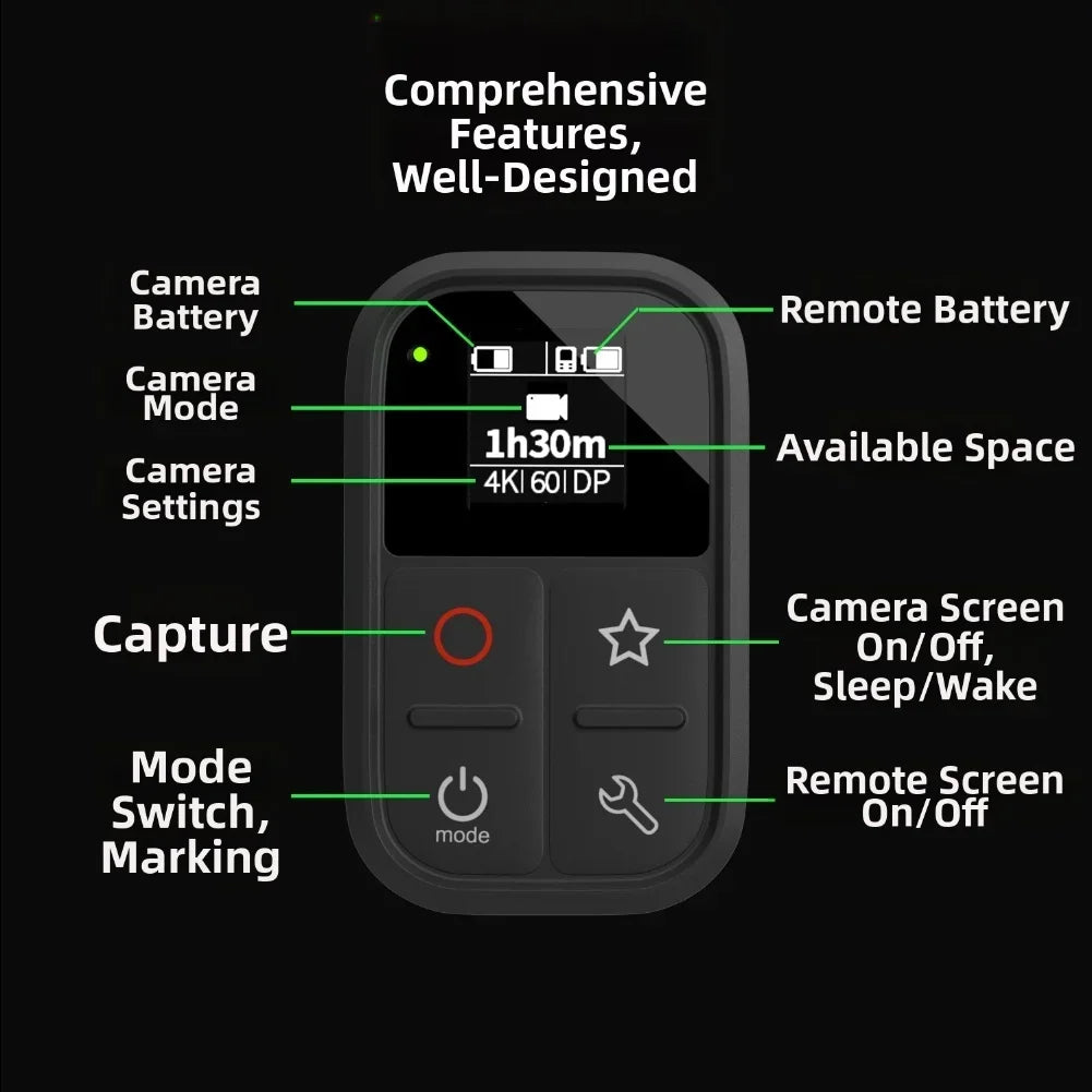 Action Camera Remote Control For Insta360 X5/X4/X3/GO3S/AcePro2 Sport Camera Waterproof Wireless BT Remote Control Accessories