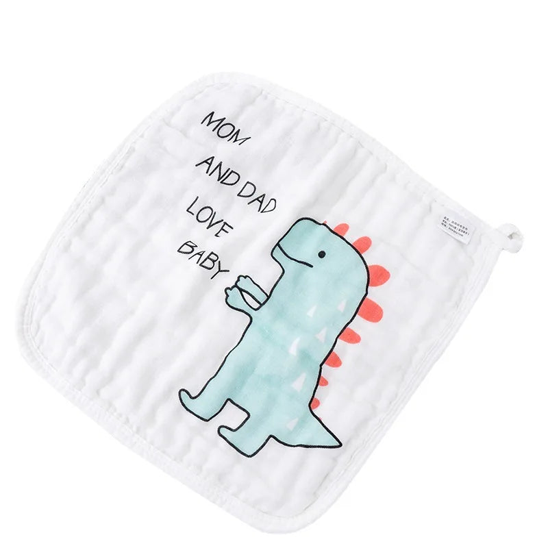 5pcs Cotton Baby Face Towel Newborn Muslin Squares Cartoon Gauze Children's Burp Cloths Soft Handkerchief Babies Accessories
