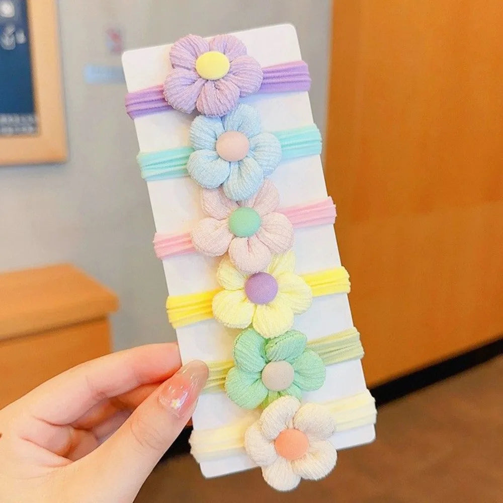 6pc Children Headwear Hair Rope High-value Elastic Hair Band Finger Hair Tie Bowknot Hair Band Tie Hair No Harm Ponytail Holder