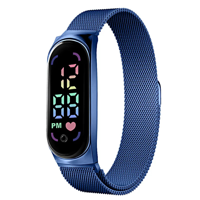 New Magnetic LED Electronic Watch, Student Sports Alloy Bracelet, Gift Children's Electronic Watch