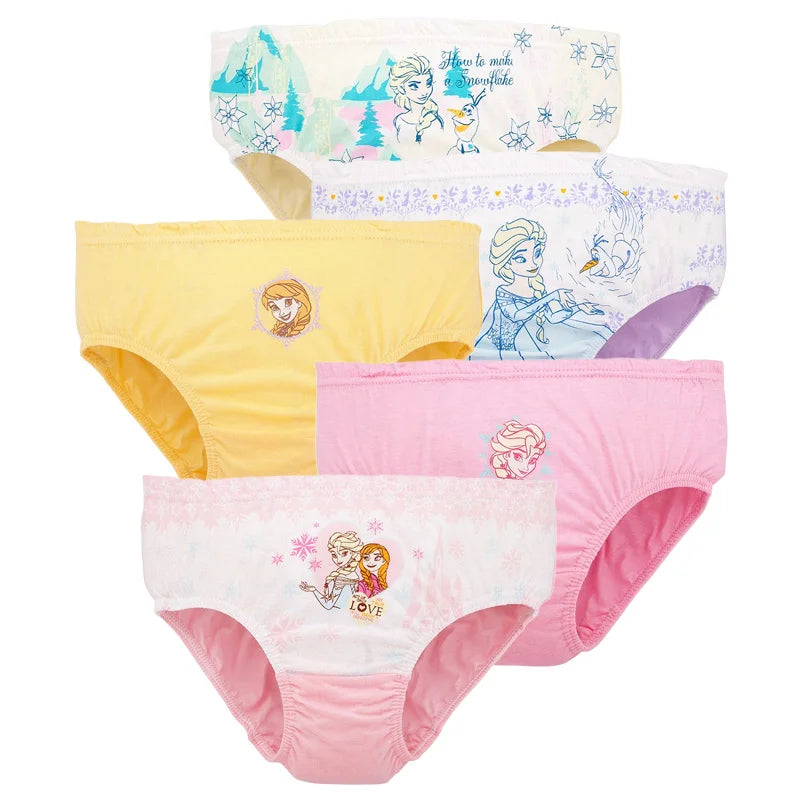 5 Pieces/Set Princess Cartoon Kids Panties For Girls Queen Elsa Patterns Girls Briefs Pure Cotton Children Underwear Soft Panty