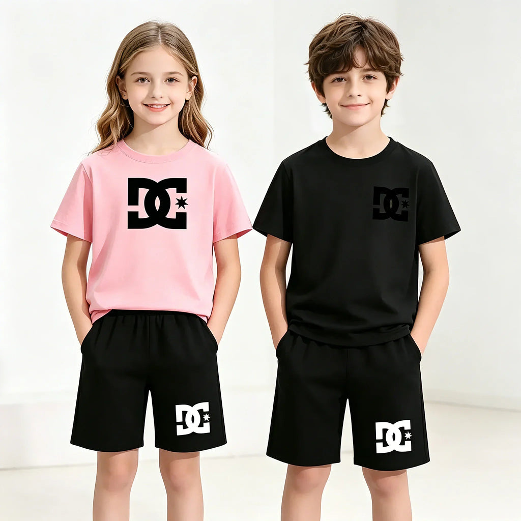 Ensembles d'été Enfants 3-13 Ans Imprimé Mignon T-shirt Sport Manches Courtes + Shorts Décontractés Garçons Filles Tenues Cadeau