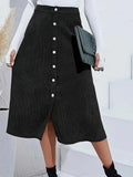 Black Elegant woven half skirt for women plus size high waist A-line skirt casual business women's skirt Black