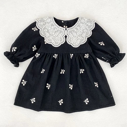 2024 New Autumn Sister Clothes Baby Girl Romper Kids Princess Dresses Long Sleeved Cotton Embroidery 2-6Yrs Girl Party Dress