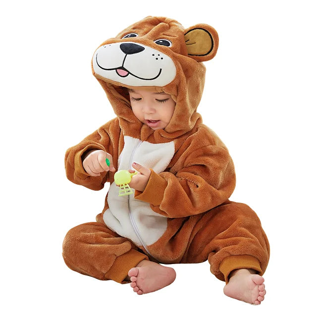 MICHLEY New Easter Rabbit Baby Rompers Winter Hooded Flannel Toddler Infant Clothes Overall Bodysuits Jumpsuit Costume For Kids