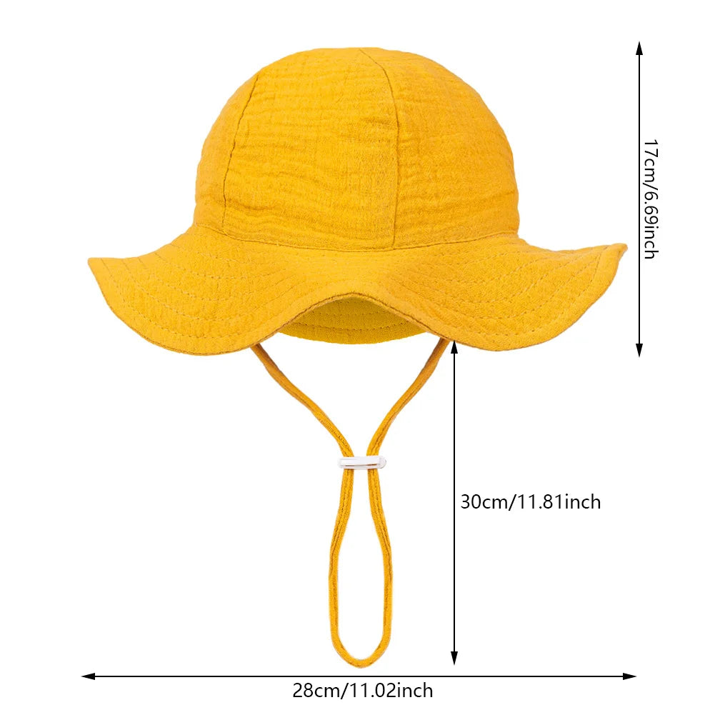 Baby Cotton Bucket Hats New Children Sunscreen Outdoor Caps Boys Girls Print Panama Hat Unisex Beach Fishing Hat For 3-12 Months