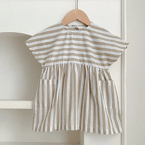 2024 New Summer Sisters Clothes Girls Princess Dress Toddler Baby Bodysuits Short Sleeved Cotton Print Kids Party Dress