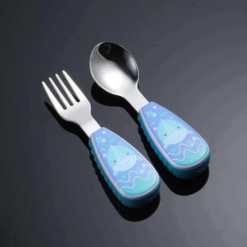 Set Of 2 Stainless Steel Children's Cutlery Spoon/fork Suitable For Baby Cutlery, Ideal As A Gift For Mothers And Babies
