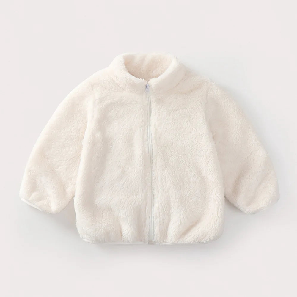 Boys Girls Solid Color Outerwear New Style Fashion Casual Plush Coats Simple Fashion Wear Casual Autumn Winter Jacket For Kids